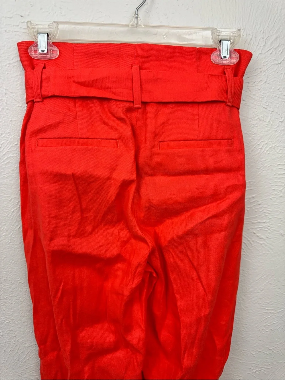 NWOT Banana Republic Coral Orange Linen Blend Paperbag Wide Leg Pants Size 2
